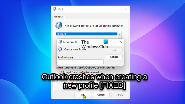 Outlook crashes when creating a new profile Outlook crashes when creating a new profile